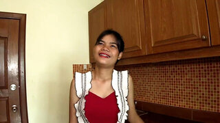 Asian teen in lingerie gets it from a white tourist