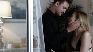 Good-tempered blonde miss in hot lingerie makes sweet love to BF