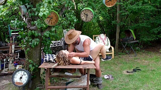 Wild man fucking his stepson's amazing new girlfriend