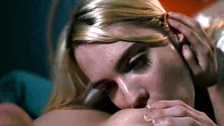 Blonde teen spends a night with her brunette bestie's cunt