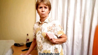 Short hair granny wants her stepson's hard boner