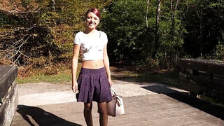 Cute girl with a shaved vag is happy to be played with