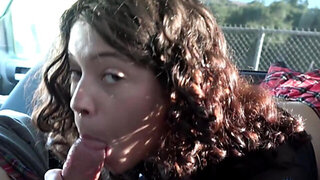 Adorable girl with curls is going to ride him in a car