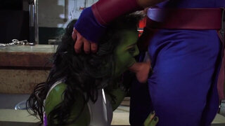 Diana DeVoe getting banged by a super hero in a parody