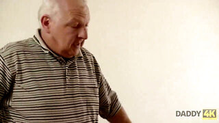 Bored teen sucks old manhood behind boyfriend's back