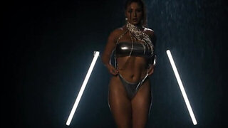 Astonishing brunette babe dances and masturbates on the stage