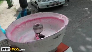 Hot brunette has fuck in a forest