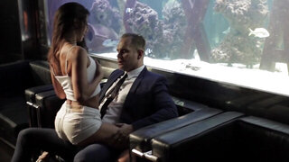 A bitch with pointy nipples is fucked really hard in her snatch