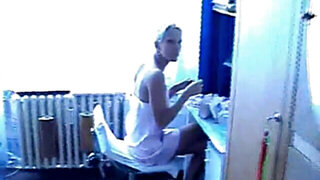 Cute amateur blonde fucks and takes a shower of cum