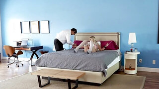 White wife's hole is defenseless in front of big black cock