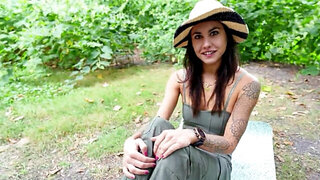 Brunette eating his ass and letting him punish her pussy