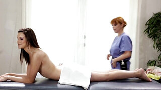 Masseuse masturbates client's anus and licks pussy