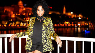 Romy Indy's little black boobs jiggle as she anally rides cock