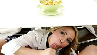 Sweet thing with a sexy ass loves to give a blow job to a guy