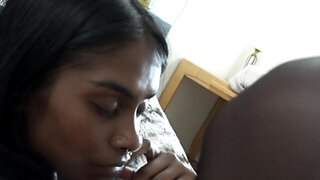 Exotic pierced beauty Fae Love tastes a fat white dick