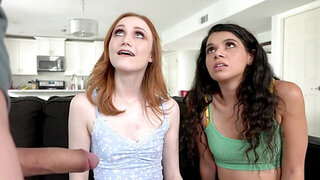 Stepbro in a challenging fuck video with two sluts