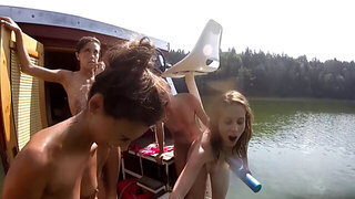 Slutty girls with fit bodies are having fun on a vacation