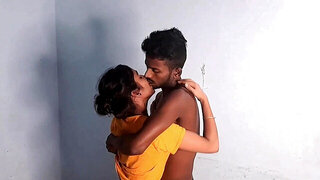 Short brunette babe is getting fucked by an Indian lad