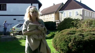 He is hiding from his wife to fuck the mature blonde