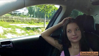 Hitch hiker Anita B pounded in the car