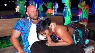 Diabella Eclair screws a large penis outside at a party
