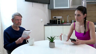 Old vs young scene showing a horny grandpa fucker