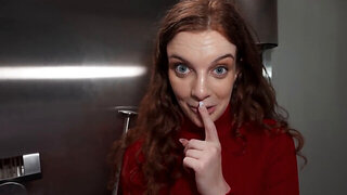 Facial for a redhead with blue eyes after POV fucking
