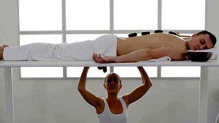Skilled masseuse is going to drain that fat boner