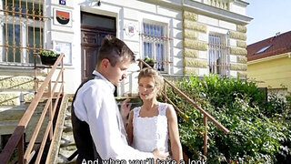 Bride with a hot body takes cock and her cuck is NOT happy