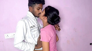 Indian babe with a trimmed twat is fucked by her b
