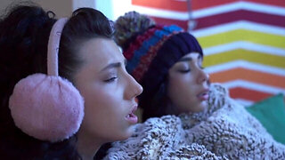 POV fuck with two girls who just wanna stay warm