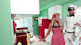 Funny porn parody demonstrates how housewife has sex with milkman