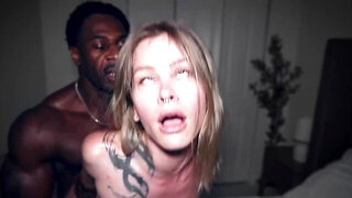 Skinny brunette going HAM with that huge black dick