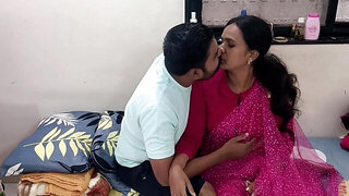 Chubby man and his wife are making love in the bedroom