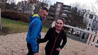 Amateur athlete cheating on her man with a true stranger