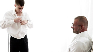 Marcus Ryan getting milked and fingered by an elder stud