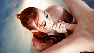 Abigail Morris gets her holes drilled by Jordi at the pool