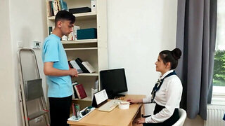 Natural tits librarian getting fucked by a true alpha