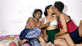 Indian man gets lucky and has fun with two busty girls