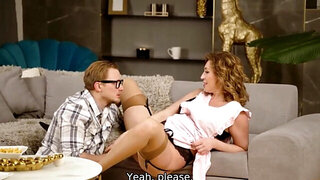 Mature lady lets him taste her pie before he fucks her