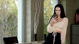 Crazy hot brunette shows her insane body and gets BANGED