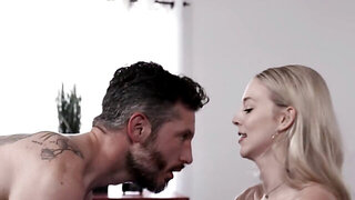 Slender blonde with long legs is ready to get gaped