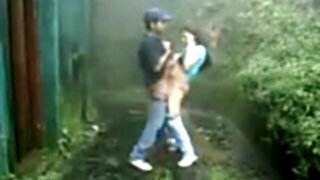 Youthful duo having joy outdoor