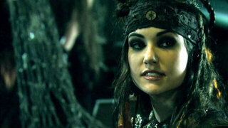 Two hot pirate ladies perform kinky things to a man in the bed