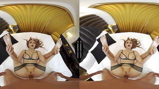 Courtesan takes care of client's dick in VR porn video