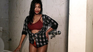 Sarika dancing in the bathroom and showing her big boobs