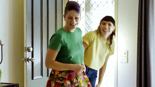 Girlfriend lick each other's bush all over the house