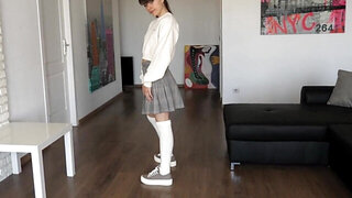 Cute babe with a shaved vag is happy to take it in POV