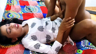 Indian beauty with a nice body gets on top for a ride