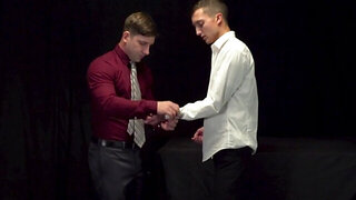 Innocent-looking nerd is getting banged by businessmen